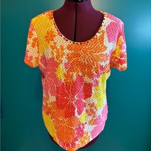 Hearts of Palm Pink and Orange Short Sleeve Tee